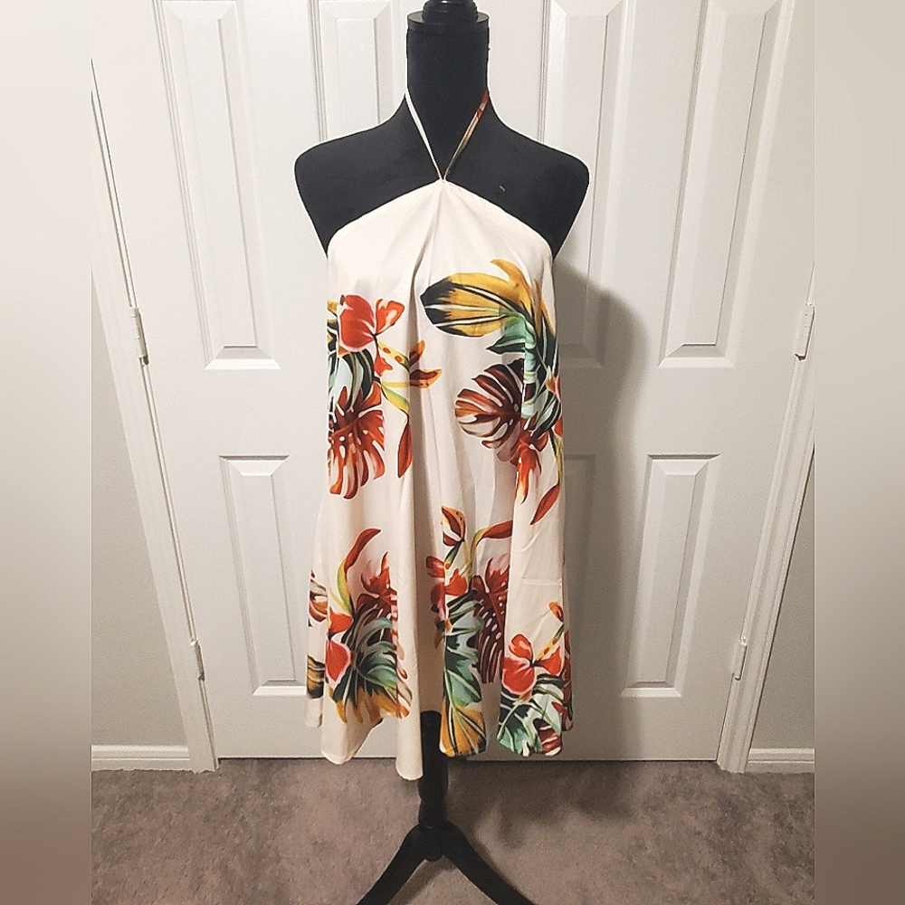 NWOT- Floral Backless Halter Summer Dress
